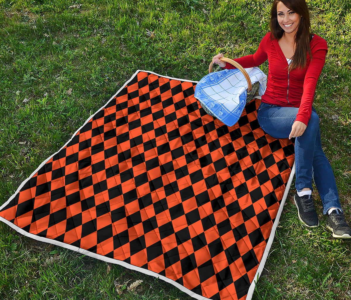 Halloween Harlequin Pattern Print Quilt