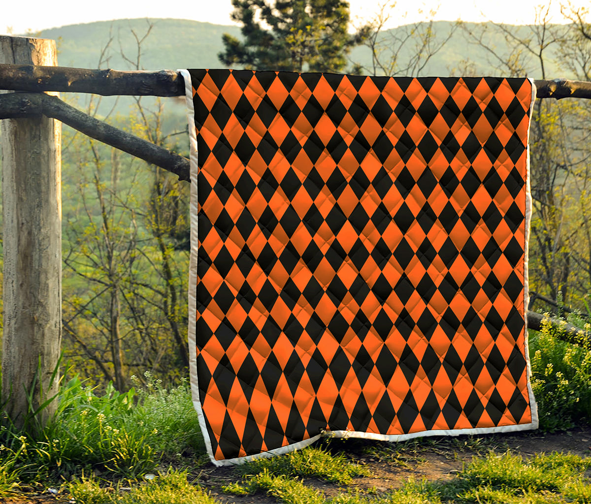Halloween Harlequin Pattern Print Quilt