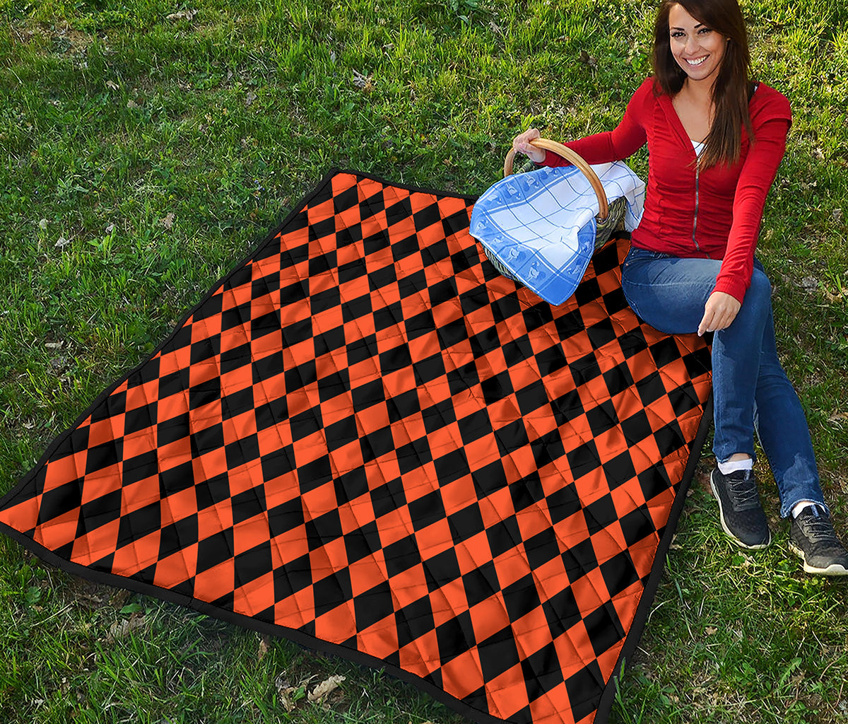 Halloween Harlequin Pattern Print Quilt