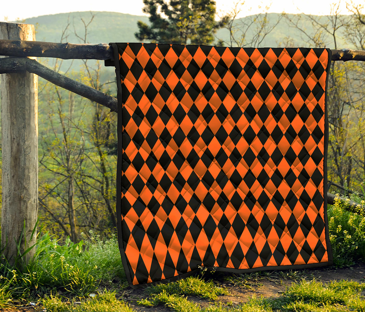 Halloween Harlequin Pattern Print Quilt