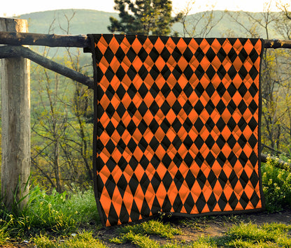 Halloween Harlequin Pattern Print Quilt