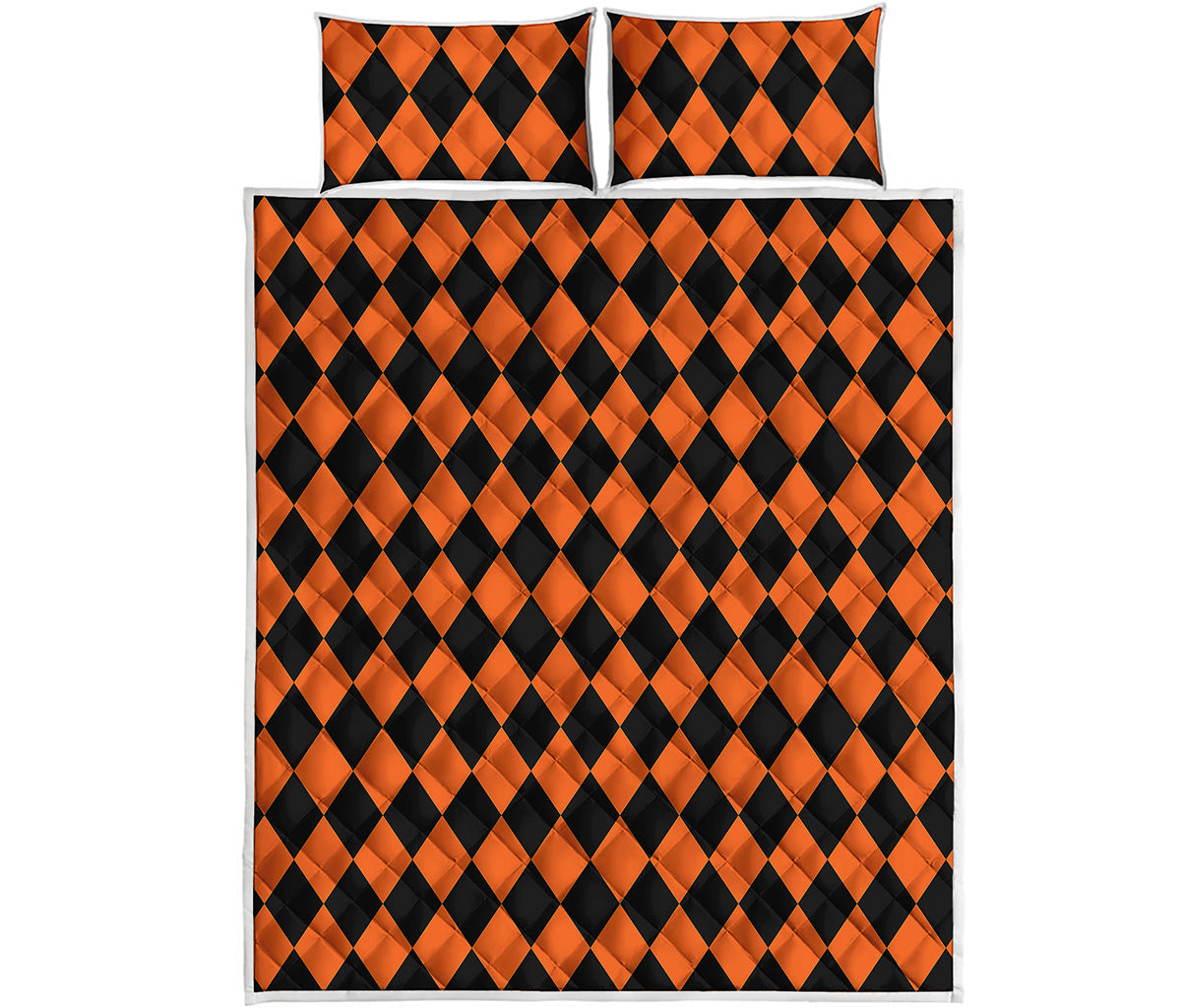 Halloween Harlequin Pattern Print Quilt Bed Set