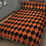 Halloween Harlequin Pattern Print Quilt Bed Set