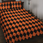 Halloween Harlequin Pattern Print Quilt Bed Set