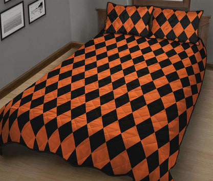 Halloween Harlequin Pattern Print Quilt Bed Set