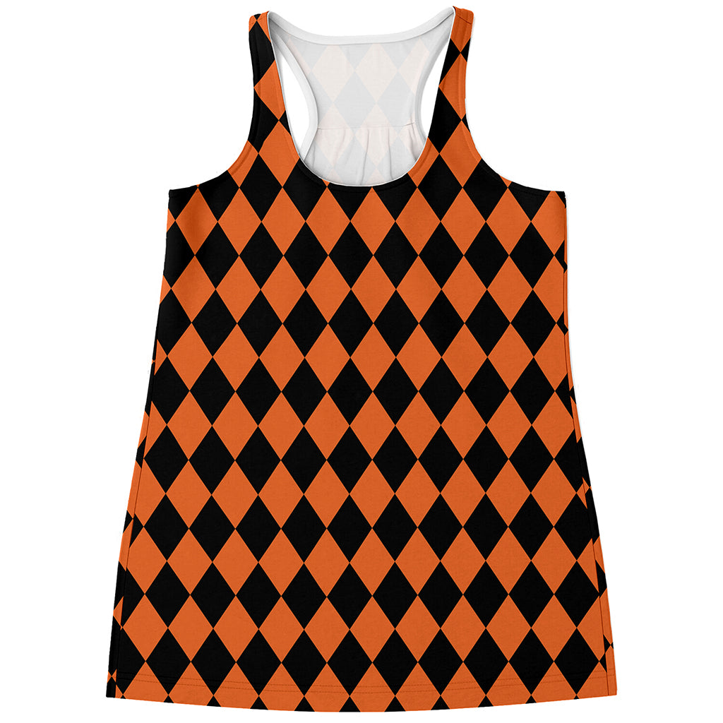 Halloween Harlequin Pattern Print Women's Racerback Tank Top