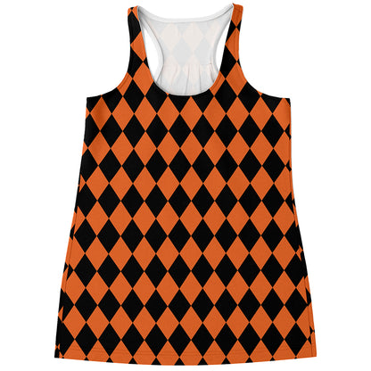 Halloween Harlequin Pattern Print Women's Racerback Tank Top