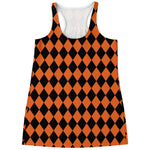 Halloween Harlequin Pattern Print Women's Racerback Tank Top