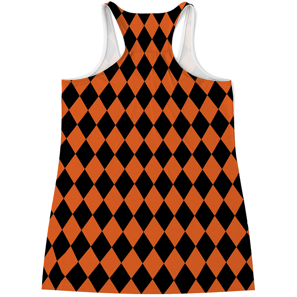 Halloween Harlequin Pattern Print Women's Racerback Tank Top