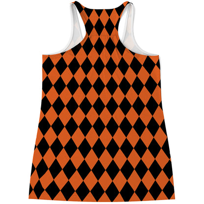 Halloween Harlequin Pattern Print Women's Racerback Tank Top