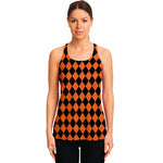 Halloween Harlequin Pattern Print Women's Racerback Tank Top