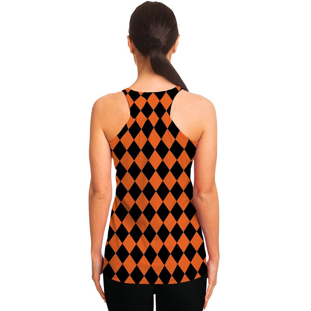 Halloween Harlequin Pattern Print Women's Racerback Tank Top