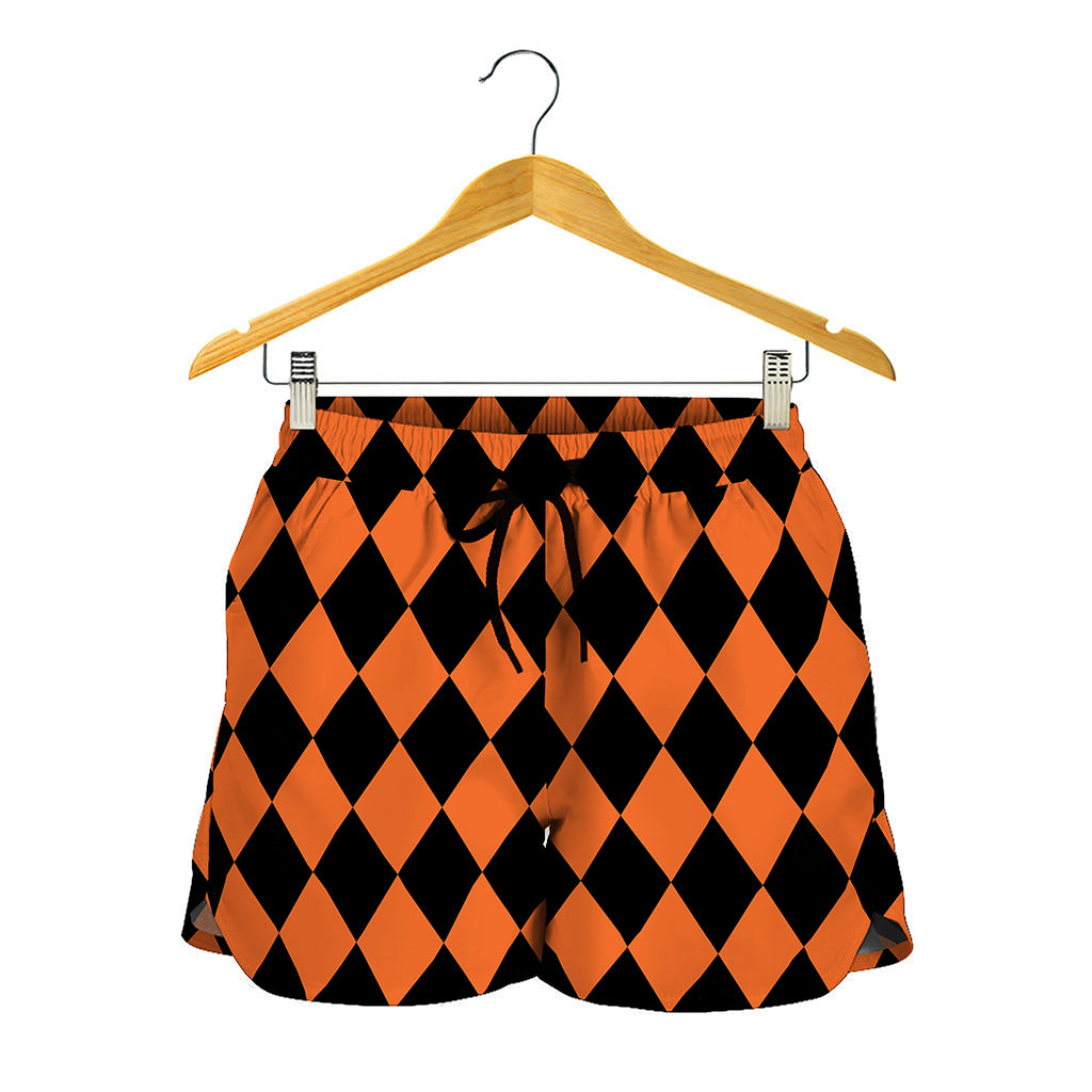 Halloween Harlequin Pattern Print Women's Shorts