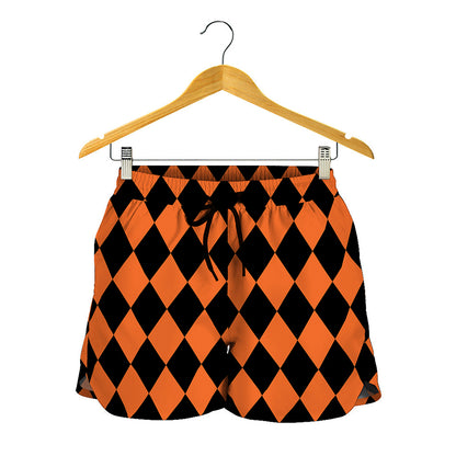 Halloween Harlequin Pattern Print Women's Shorts