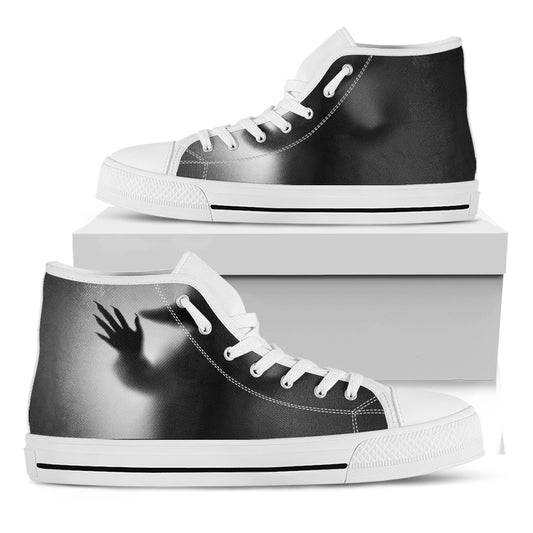 Halloween Horror Witch Print White High Top Shoes