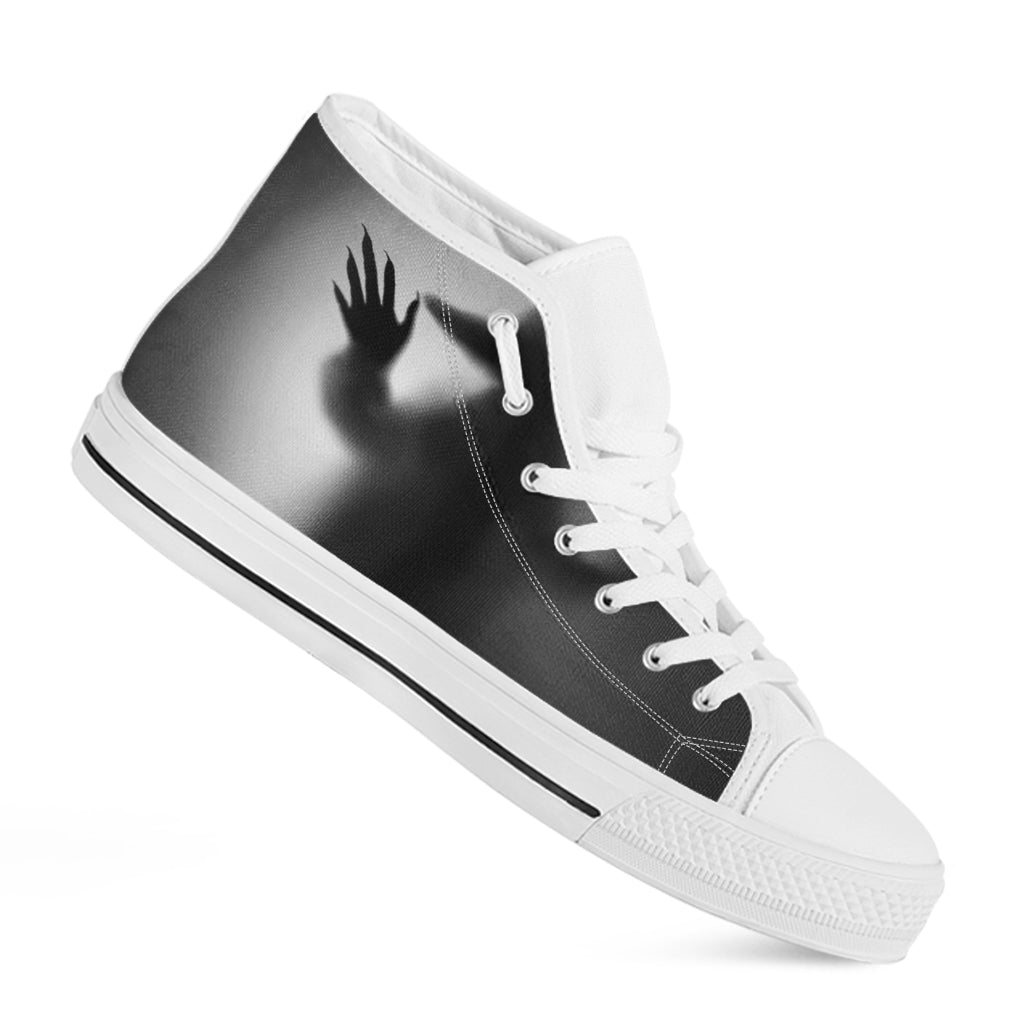 Halloween Horror Witch Print White High Top Shoes