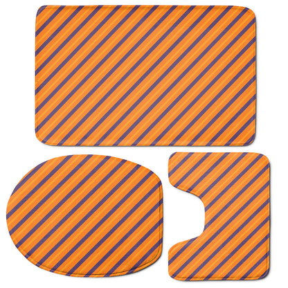 Halloween Line Pattern Print 3 Piece Bath Mat Set