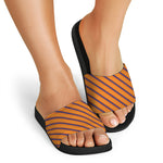 Halloween Line Pattern Print Black Slide Sandals