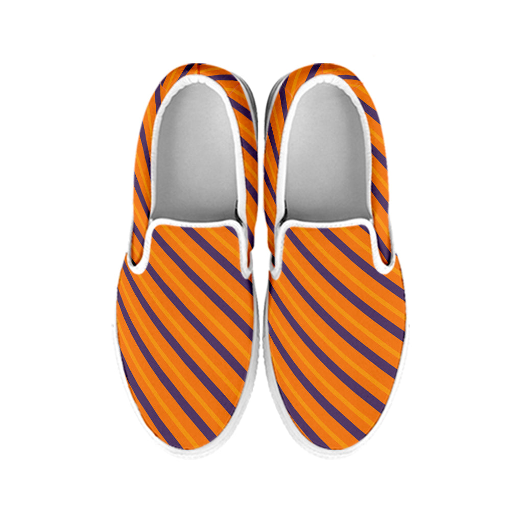Halloween Line Pattern Print White Slip On Shoes