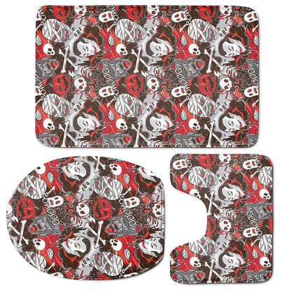 Halloween Monsters Pattern Print 3 Piece Bath Mat Set