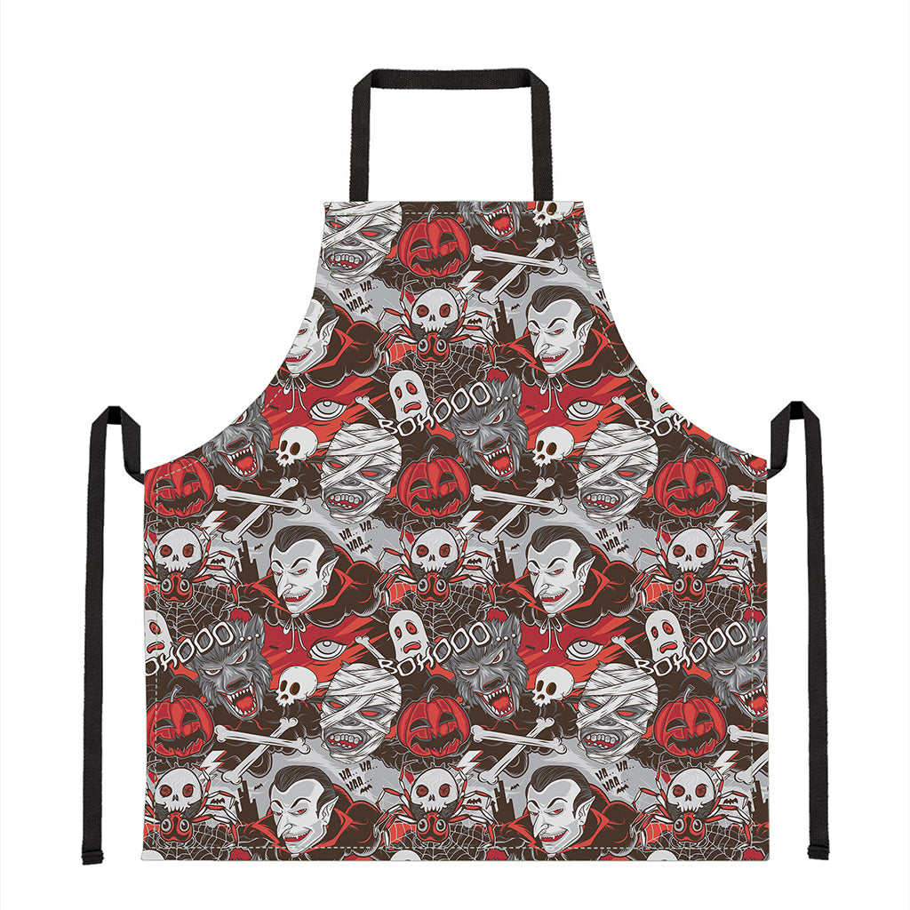 Halloween Monsters Pattern Print Apron