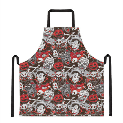 Halloween Monsters Pattern Print Apron