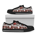 Halloween Monsters Pattern Print Black Low Top Sneakers