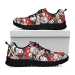 Halloween Monsters Pattern Print Black Sneakers