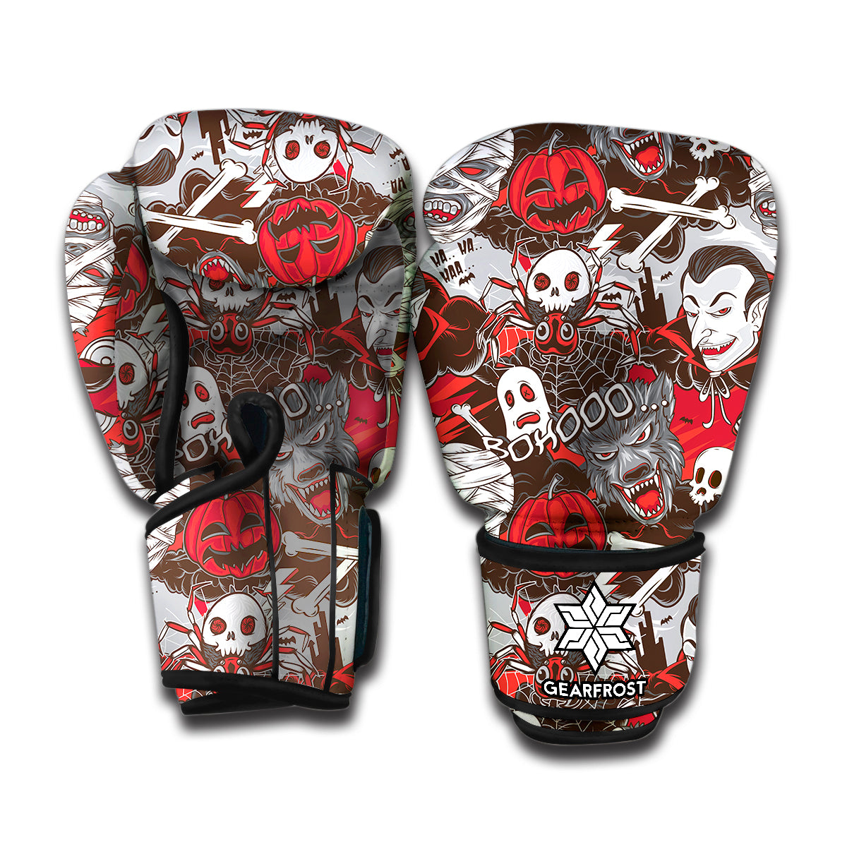 Halloween Monsters Pattern Print Boxing Gloves