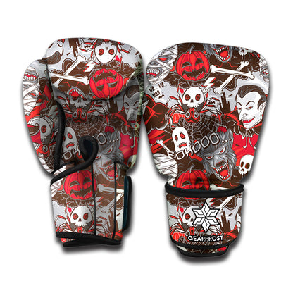 Halloween Monsters Pattern Print Boxing Gloves