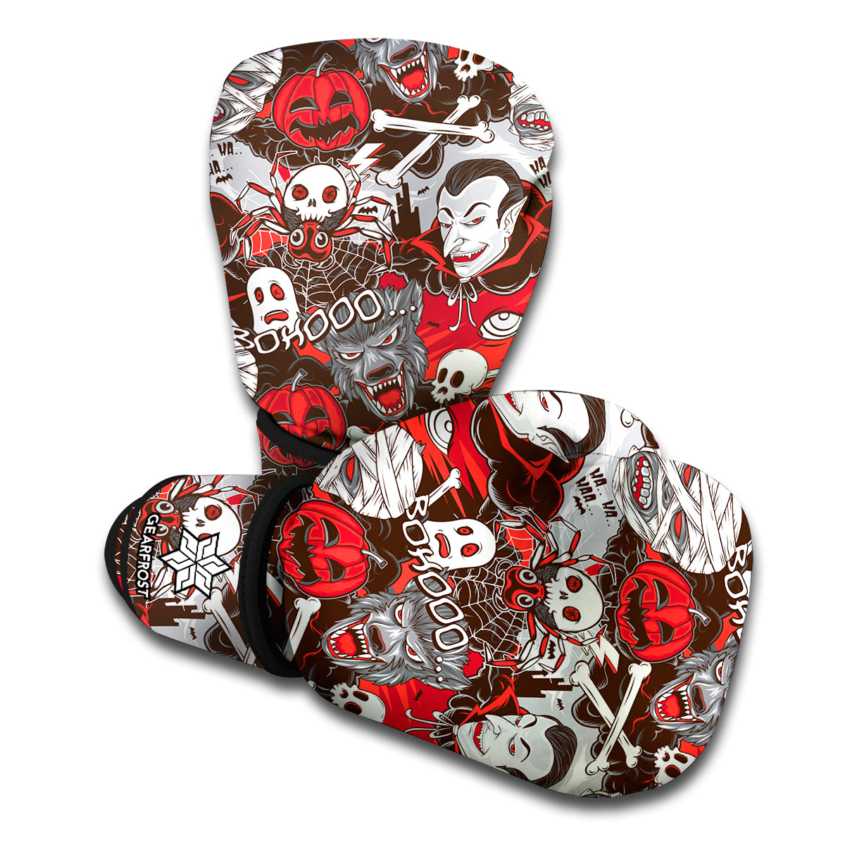 Halloween Monsters Pattern Print Boxing Gloves