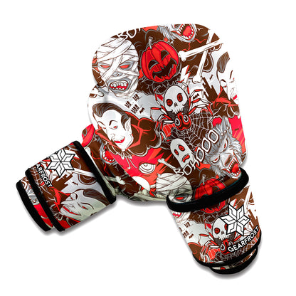 Halloween Monsters Pattern Print Boxing Gloves
