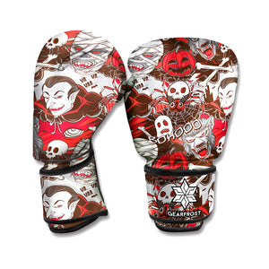 Halloween Monsters Pattern Print Boxing Gloves