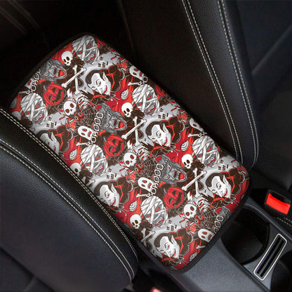 Halloween Monsters Pattern Print Car Center Console Cover