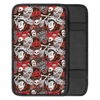 Halloween Monsters Pattern Print Car Center Console Cover