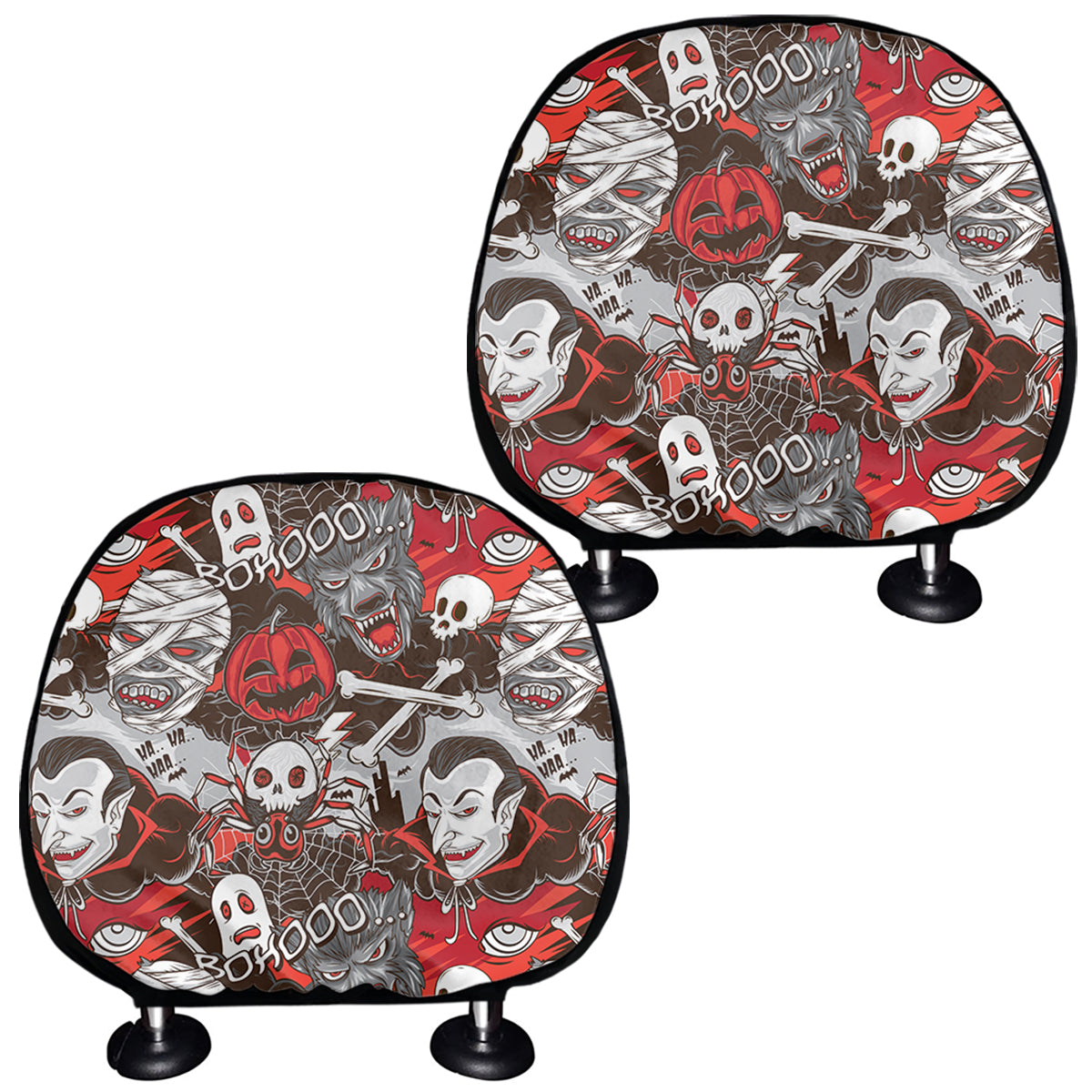 Halloween Monsters Pattern Print Car Headrest Covers