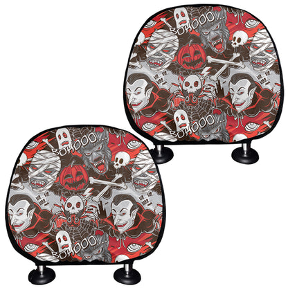 Halloween Monsters Pattern Print Car Headrest Covers