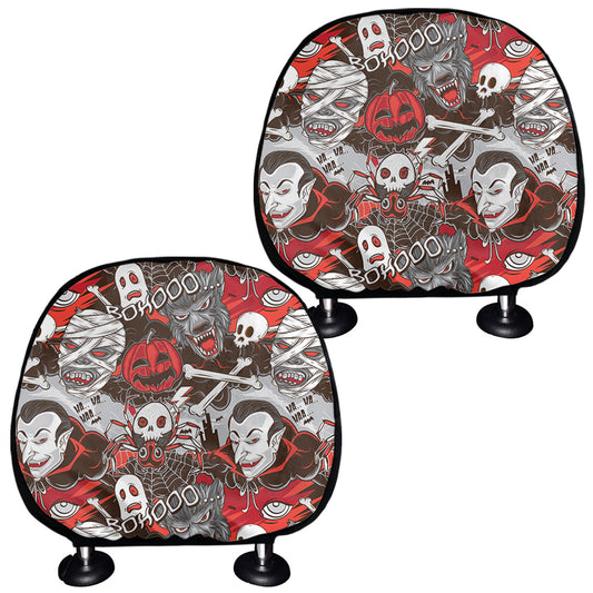 Halloween Monsters Pattern Print Car Headrest Covers