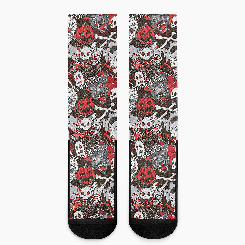 Halloween Monsters Pattern Print Crew Socks