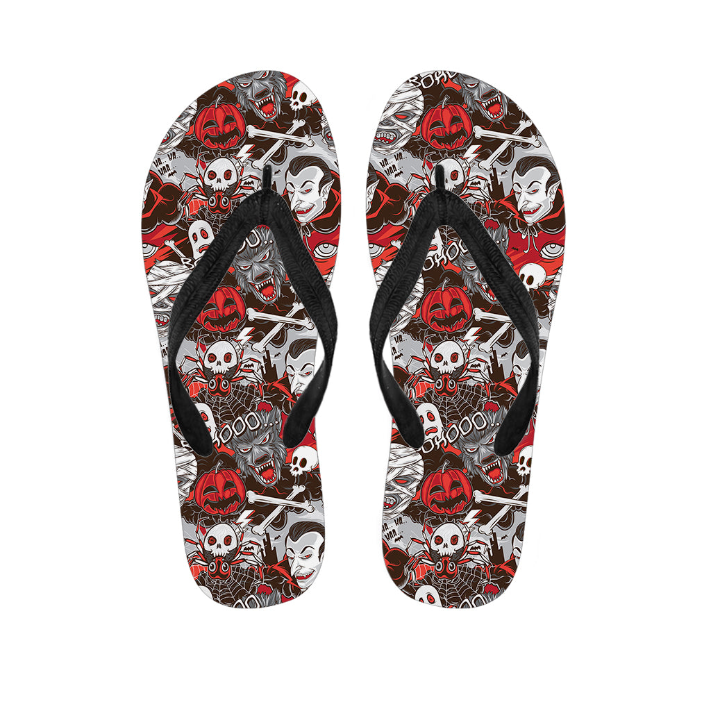 Halloween Monsters Pattern Print Flip Flops