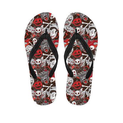 Halloween Monsters Pattern Print Flip Flops