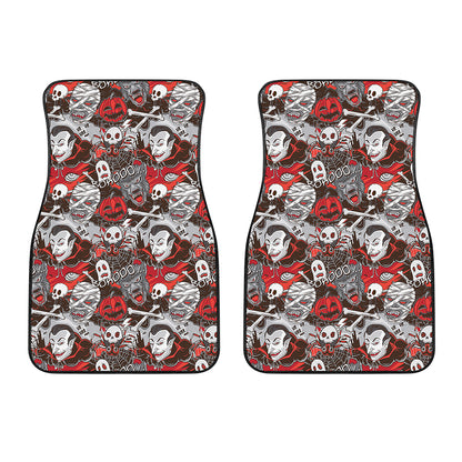 Halloween Monsters Pattern Print Front Car Floor Mats