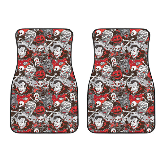 Halloween Monsters Pattern Print Front Car Floor Mats