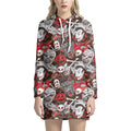 Halloween Monsters Pattern Print Pullover Hoodie Dress