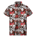 Halloween Monsters Pattern Print Men's Short Sleeve Shirt