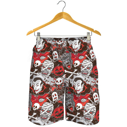 Halloween Monsters Pattern Print Men's Shorts