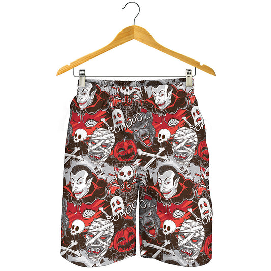 Halloween Monsters Pattern Print Men's Shorts