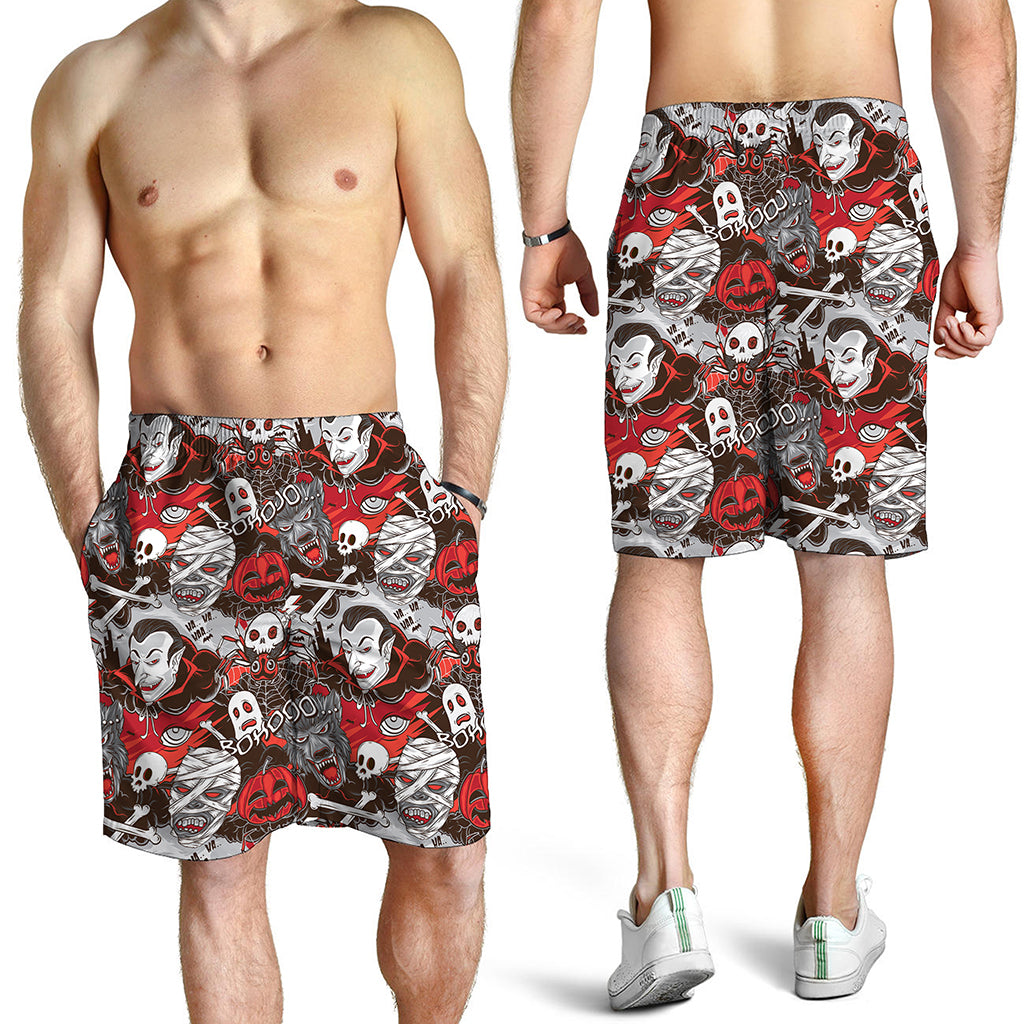 Halloween Monsters Pattern Print Men's Shorts