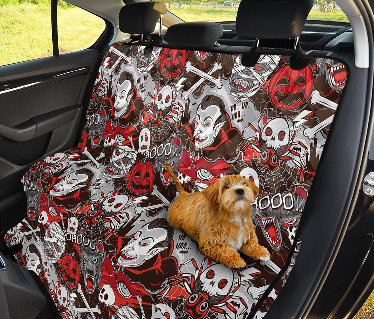 Halloween Monsters Pattern Print Pet Car Back Seat Cover