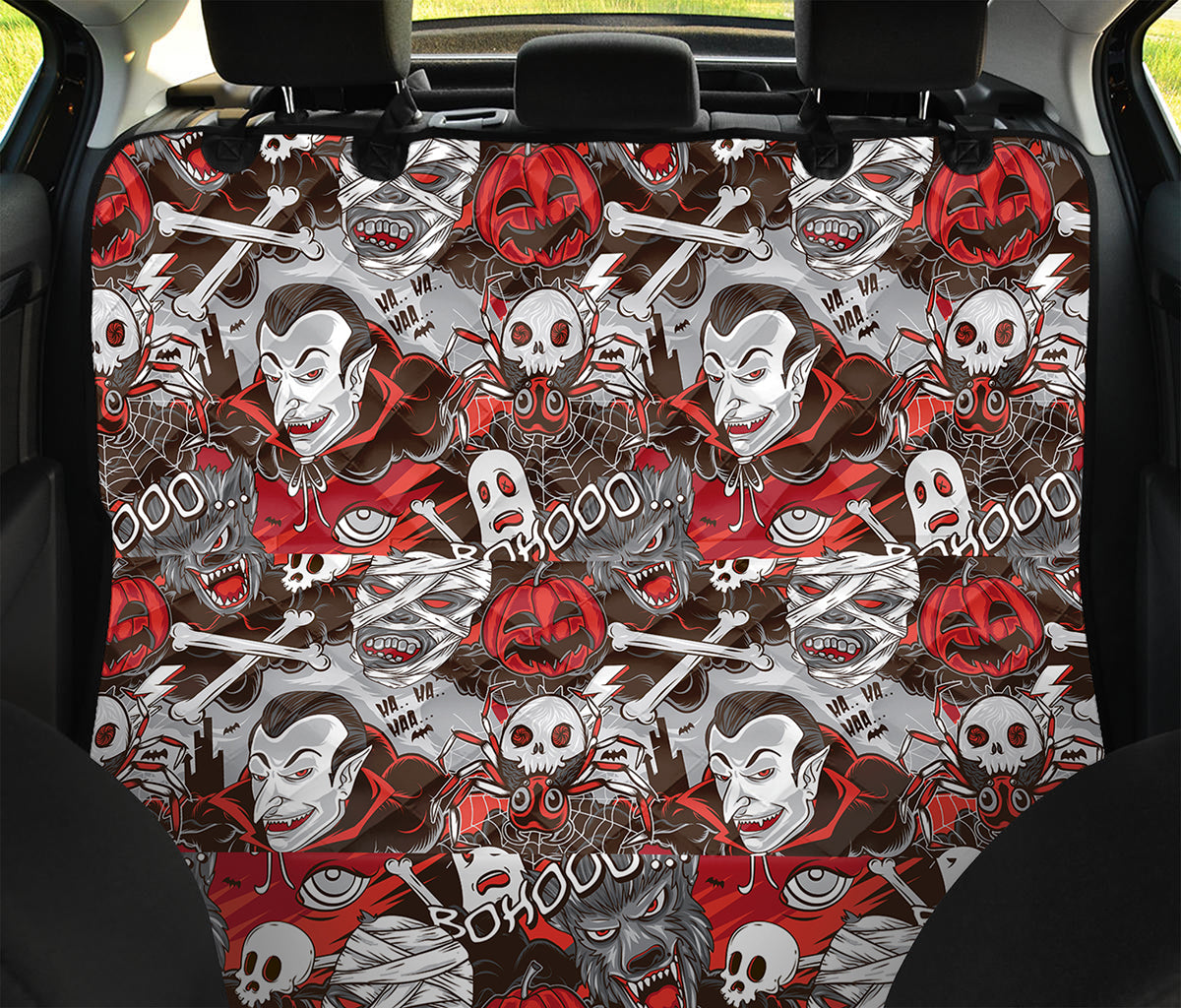 Halloween Monsters Pattern Print Pet Car Back Seat Cover